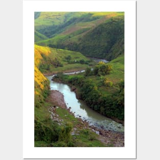 Mountain and River Landscape in Pandanon Silos, Negros Occidental, Philippines Posters and Art